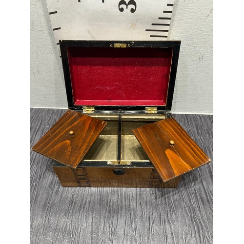 10 - Vintage inlaid walnut tea caddy