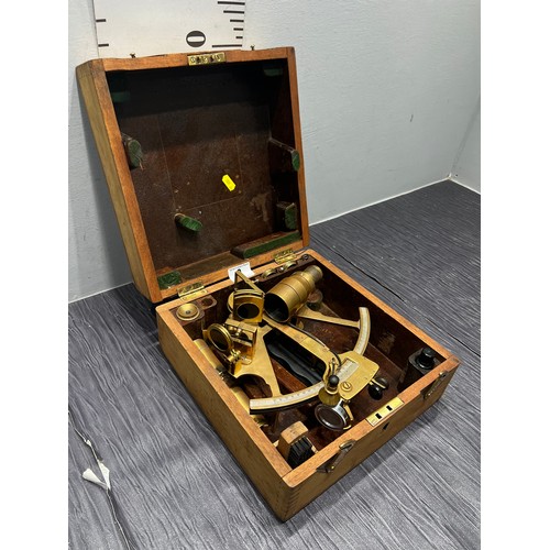 8 - Brass nautical ships sextant in wooden case