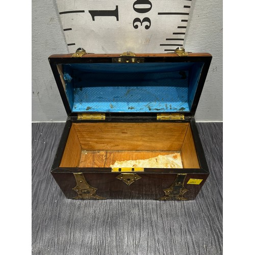 3 - Victorian brass bound walnut tea caddy