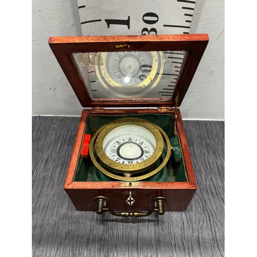 1 - Ships compass in wooden case