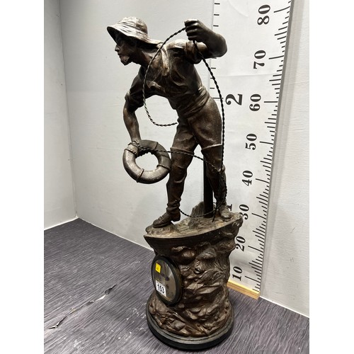 153 - Spelter statuette clock with sailor