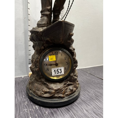 153 - Spelter statuette clock with sailor