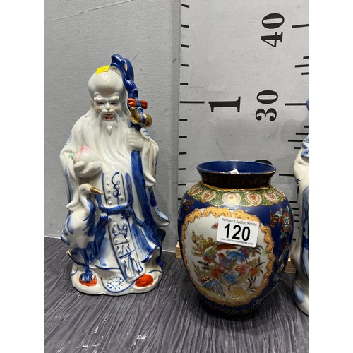 120 - 2 Oriental figures + oriental vase