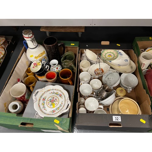 32 - 4 Boxes collectable pottery shelley, coalport, poole etc