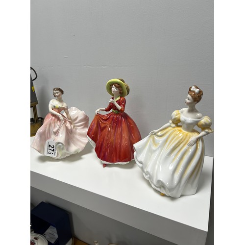 27 - 3 Royal doulton figures approx 8