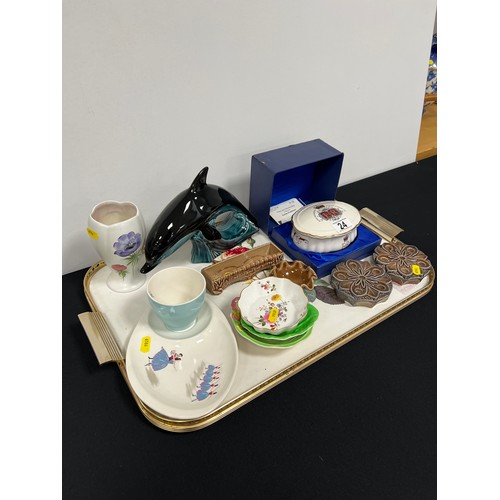 24 - Good tray collectables, beswick Poole, wade etc