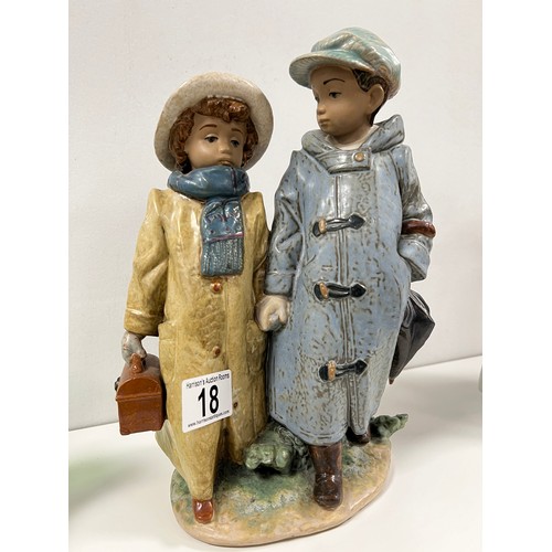 18 - Lladro figure 'off to school' approx 10.5