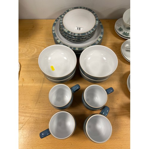 15 - Denby 'Azure coast' 4 place setting dinner ware