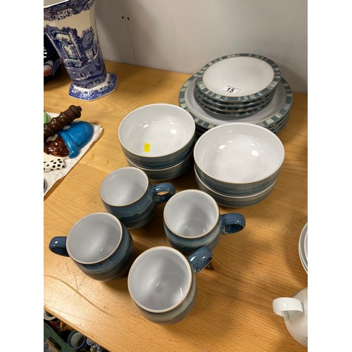 15 - Denby 'Azure coast' 4 place setting dinner ware