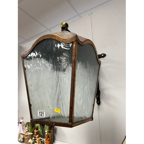 121 - Vintage outdoor lantern with frosted glass on bracket