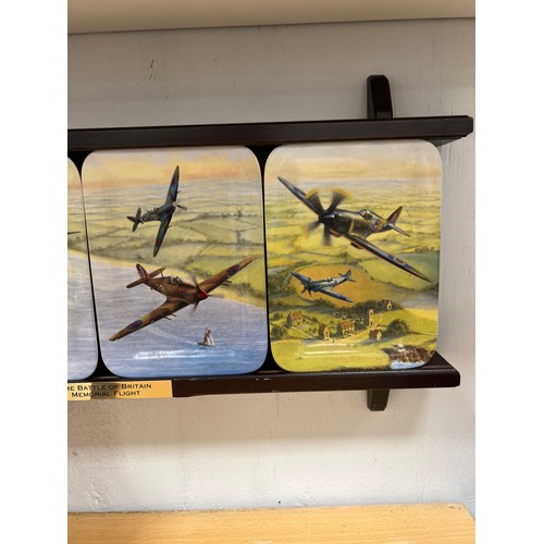 99 - The battle of britain memorial flight ceramic plaques on wall stand and heroes of the sky vase