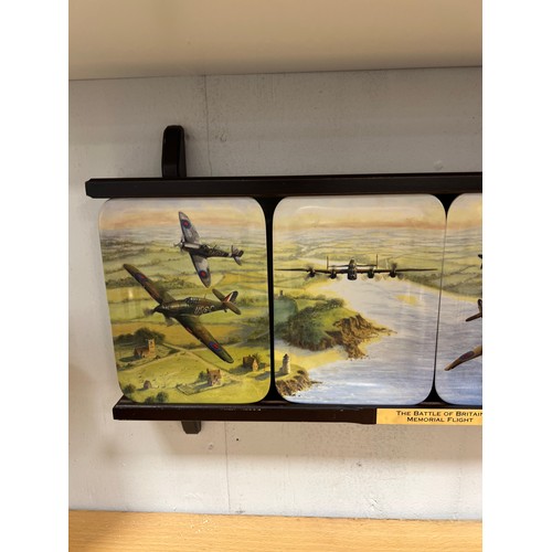 99 - The battle of britain memorial flight ceramic plaques on wall stand and heroes of the sky vase