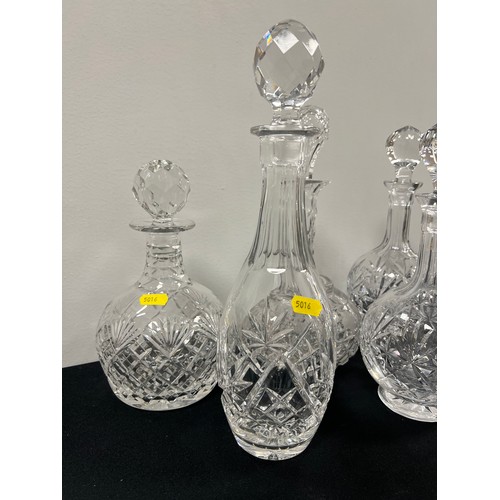 93 - 5 cut glass decanters