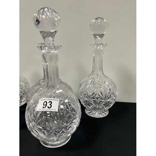 93 - 5 cut glass decanters