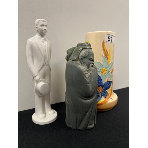 91 - Sylvac vases lladro figure and coalport figure