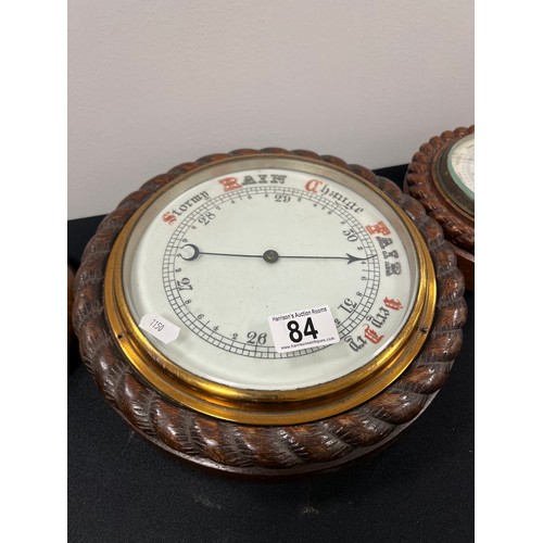 84 - 3 early 20th century oak round barometers