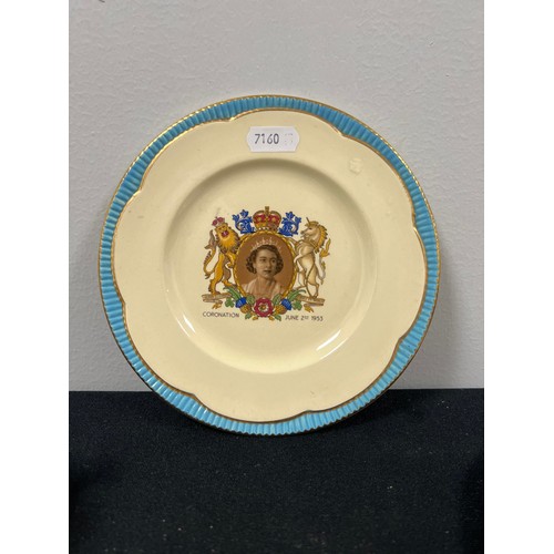 77 - Clarice cliff Queen Elizabeth coronation 1952 teacup  saucer and side plate