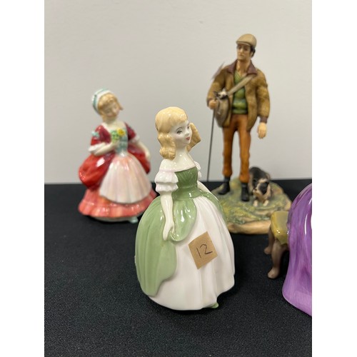 76 - 4 Small royal doulton figures and boarder fine arts figure