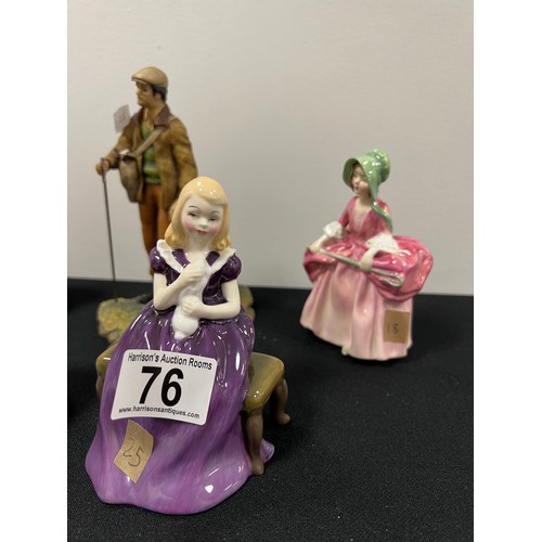 76 - 4 Small royal doulton figures and boarder fine arts figure