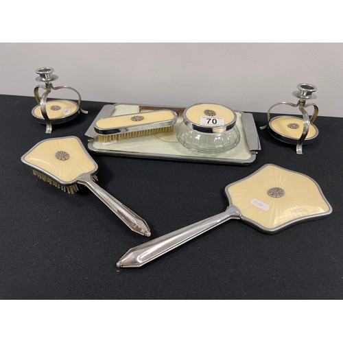 70 - Vintage laies dressing table set having marcasite detail