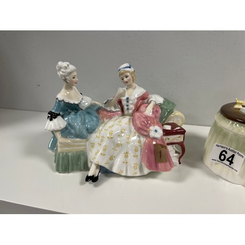 64 - 2 Royal doulton figures the love letter, meditation