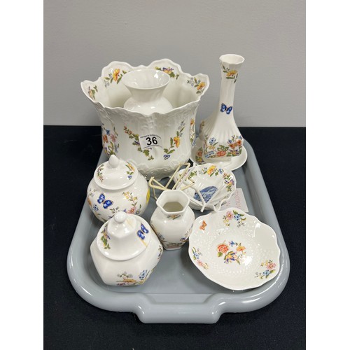 36 - Tray of aynsley china (tray not incl)