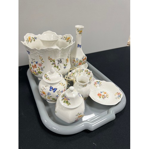 36 - Tray of aynsley china (tray not incl)