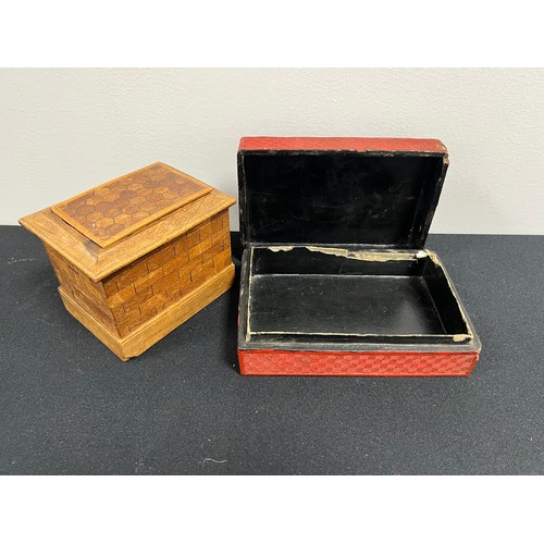 32 - Chinese laquered carved cinnabar red box circa 1800-1850 A/F and chinese puffed box