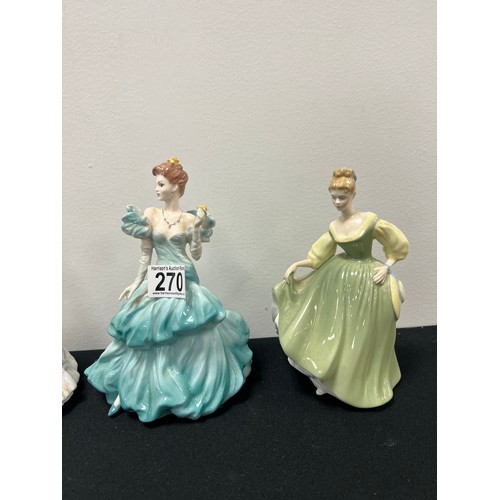 270 - 3 Royal doulton + 1 coalport lady figures