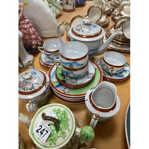 247 - Sylvac tea pot, milk & sugar + oriental tea set + royal doulton coffee set