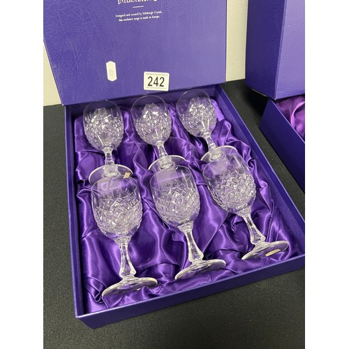 242 - Edinburgh crystal set 6 cut glass wine glasses + decanter both boxed