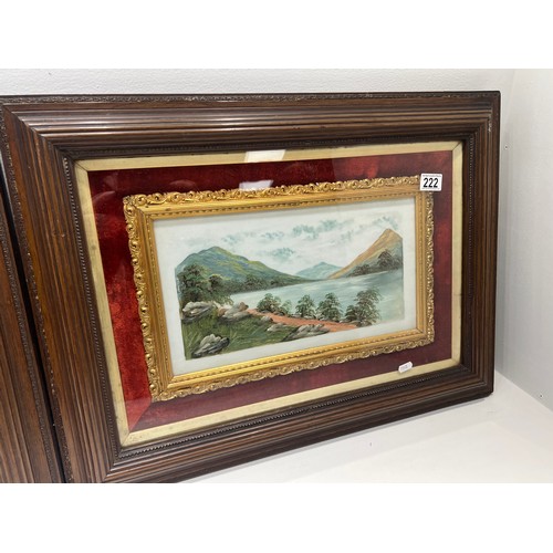 222 - Pair vintage watercolours in gilt surrounds encased in large oak frames