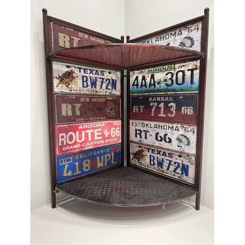 207 - Route 66 signs, american car plates corner stand etc