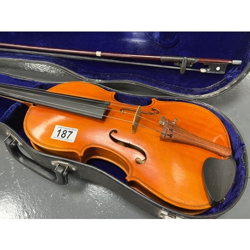 187 - Violin & bow in case