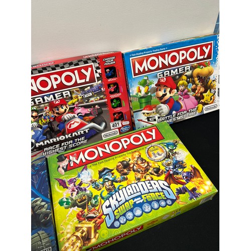 401 - 5 Monopoly games, Mario starwars, sky landers etc