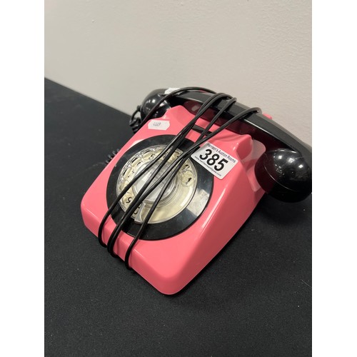 385 - Pink & black vintage telephone