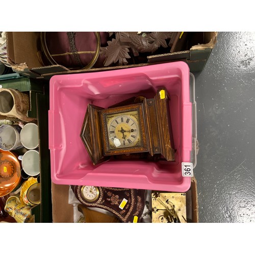 361 - 4 Boxes clocks & clock parts