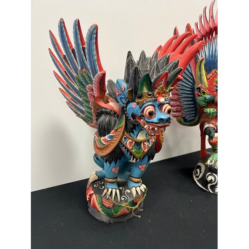 348 - 2 Wooden vintage Indonesian Garuda figures