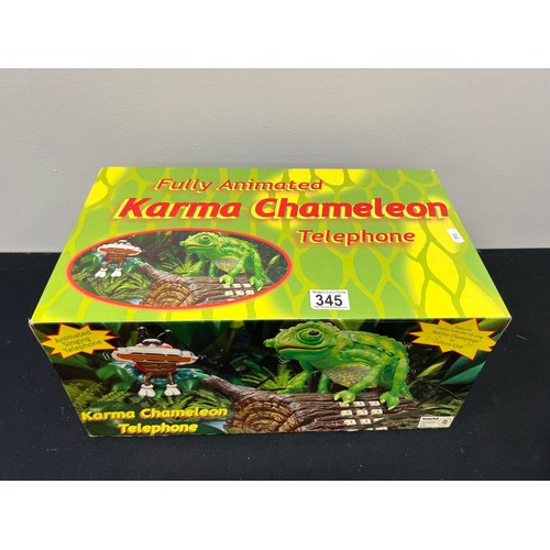 345 - Vintage fully animated karma chameleon telephone in original box