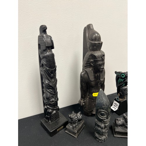 310 - Basket wooden ebony carved oriental figures