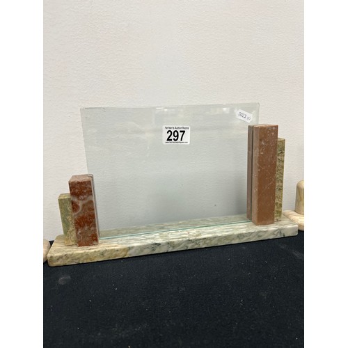 297 - 3 Art deco marble & glass photo frames