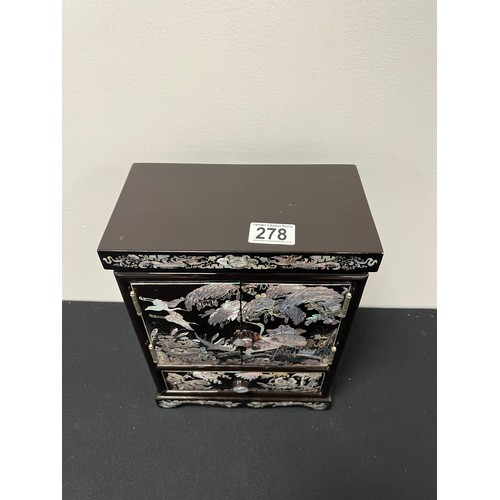 278 - Vintage mother of pearl inlay jewellery box