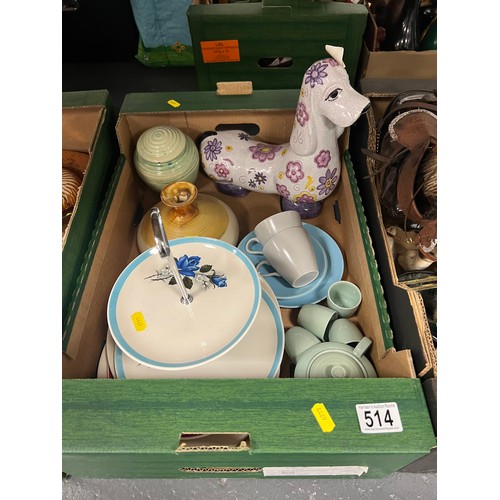 514 - 3 Boxes pottery/ misc, poole etc