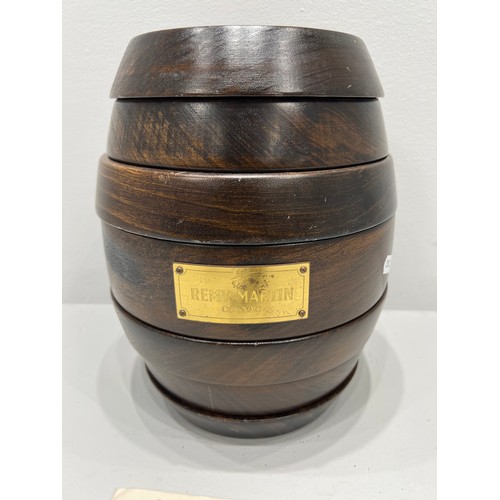 582 - Remy martin barrel game with instructions solid wood