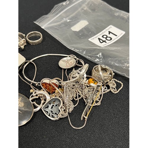 481 - Quantity silver jewellery 91.5g gross