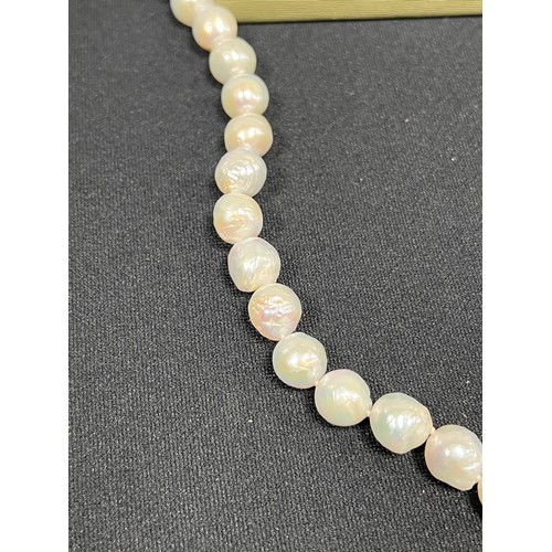 476 - Honora ming pearl necklace in silk purse boxed