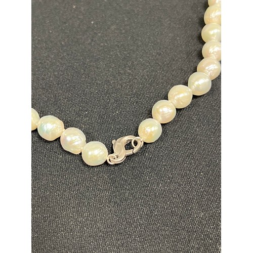 476 - Honora ming pearl necklace in silk purse boxed