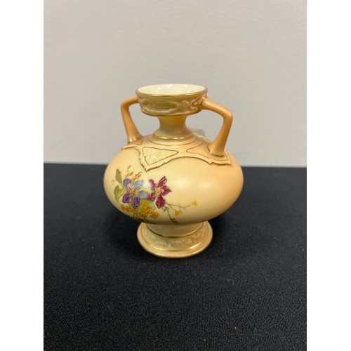 437 - Royal Worcester twin handled blush ivory vase