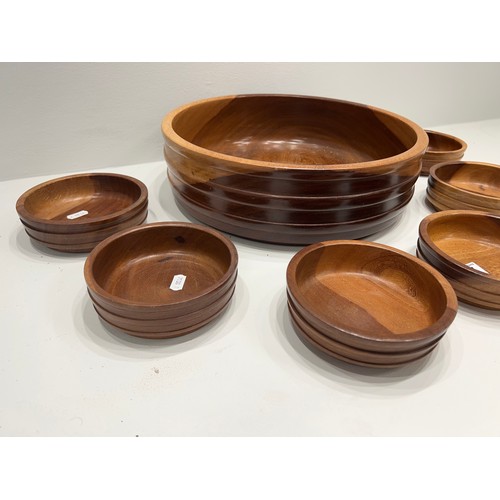 567 - Teak 1970's wooden fruit set