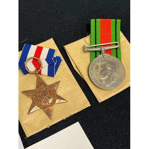 490 - 4 WW2 Medals in O.H.M.S box with medal card